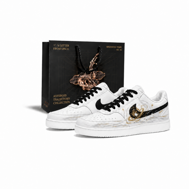 Nike Nike Court Vision Skateboard Shoes Unisex Low Top Black White Gold