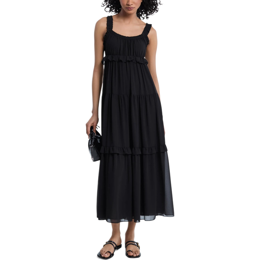 MICHAEL KORS Sleeveless Dresses Women's Black Square Collar Moderate Long Skirt A Line Skirt