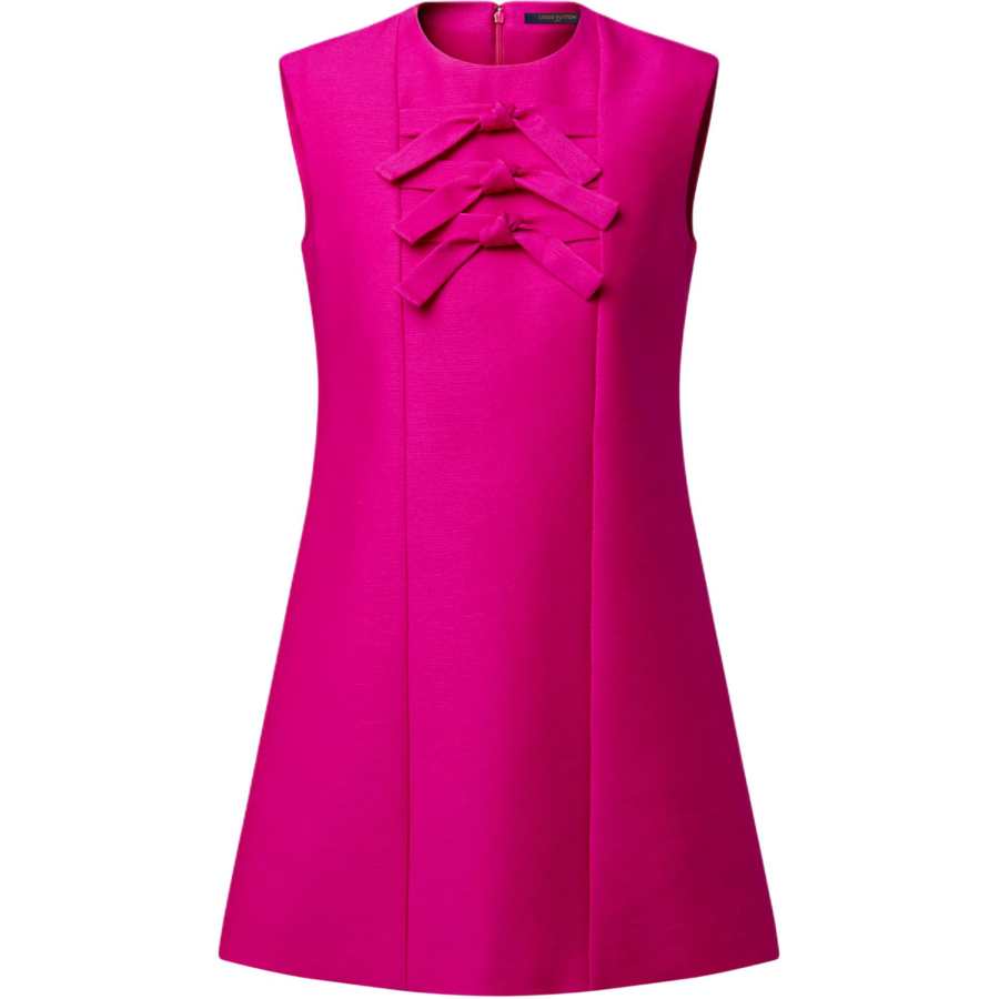 LOUIS VUITTON Sleeveless Dresses Women's Rose Red Crew Neck Moderate