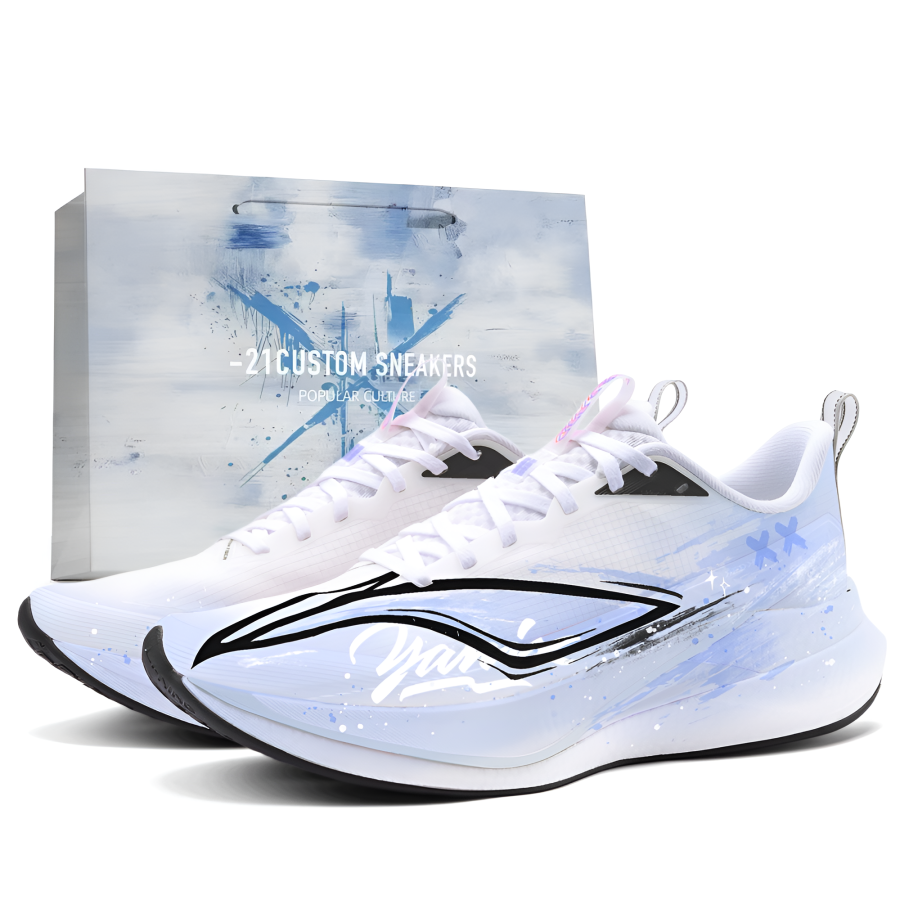 Li-Ning Li Ning Red Hare 9 PRO Running Shoes Men's Low Top White Ice Blue Ink Wash Gradient