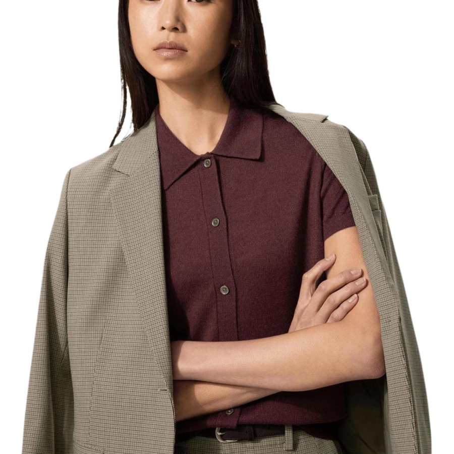 UNIQLO SS26 Sweaters Women's Burgundy Polo Collar Thin Other