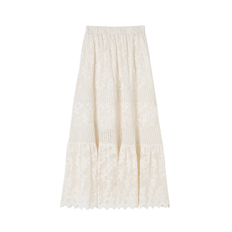 XIANGYING Casual Long Skirts Women's Beige Yellow Moderate