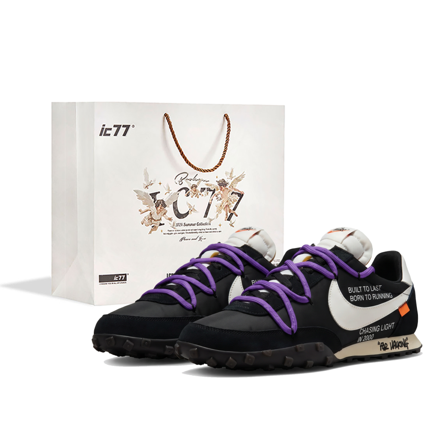 Nike Nike Waffle Racer Casual Shoes Unisex Low Top Black Purple