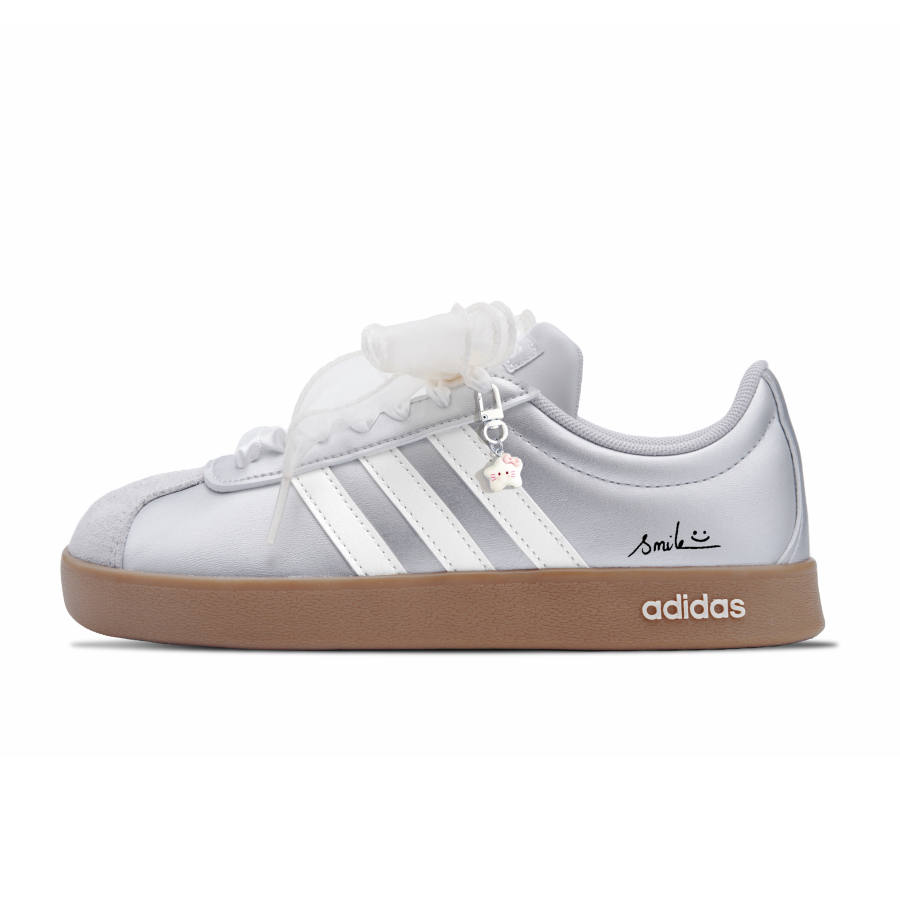 Adidas Adidas VL Court Base Skateboard Shoes Women's Low Top Silver/White