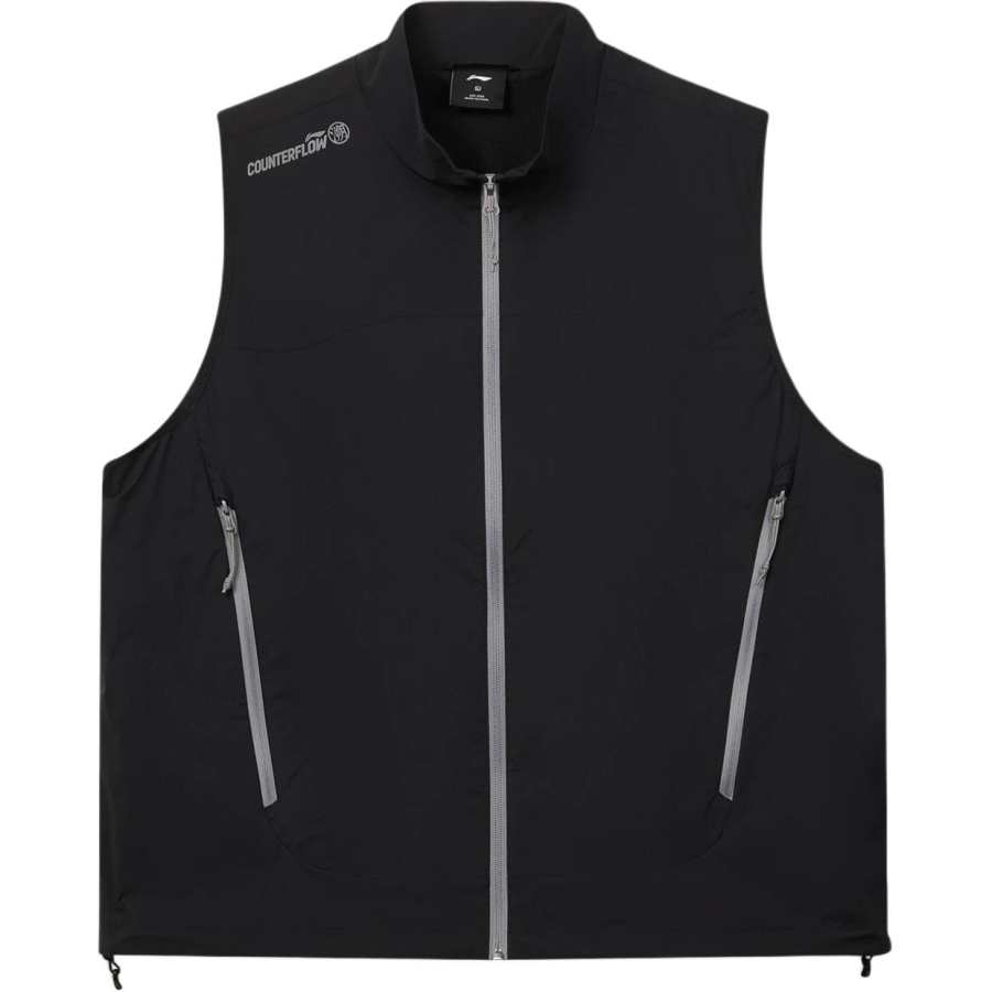 Li-Ning Li Ning Outdoor CF Tracing Vests Unisex Black Stand Collar Moderate Straight Fit
