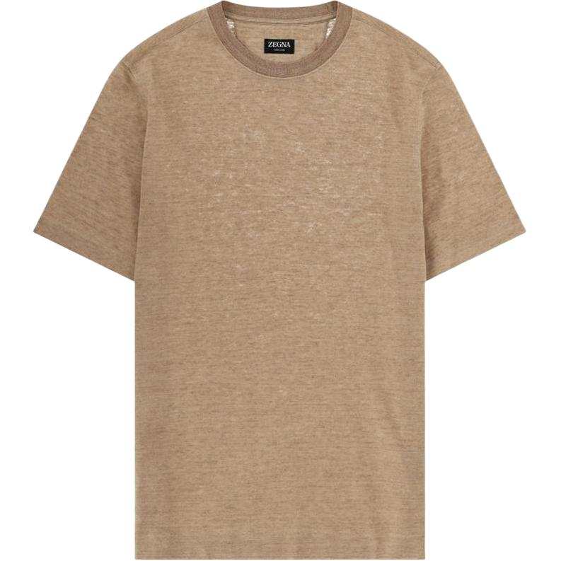 Ermenegildo Zegna T Shirts Men's Beige Crew Neck Moderate Straight Fit