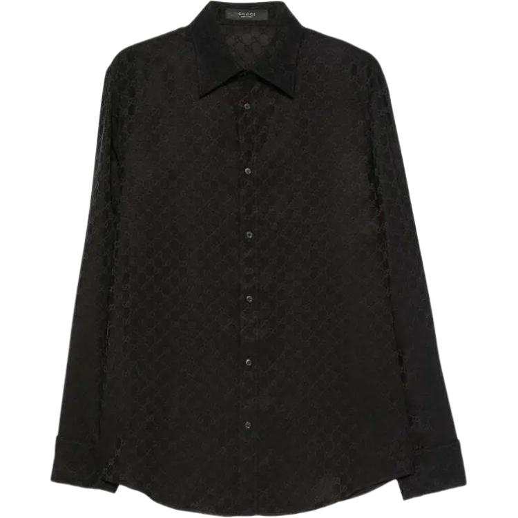 GUCCI Shirts Men's Black Lapel Moderate