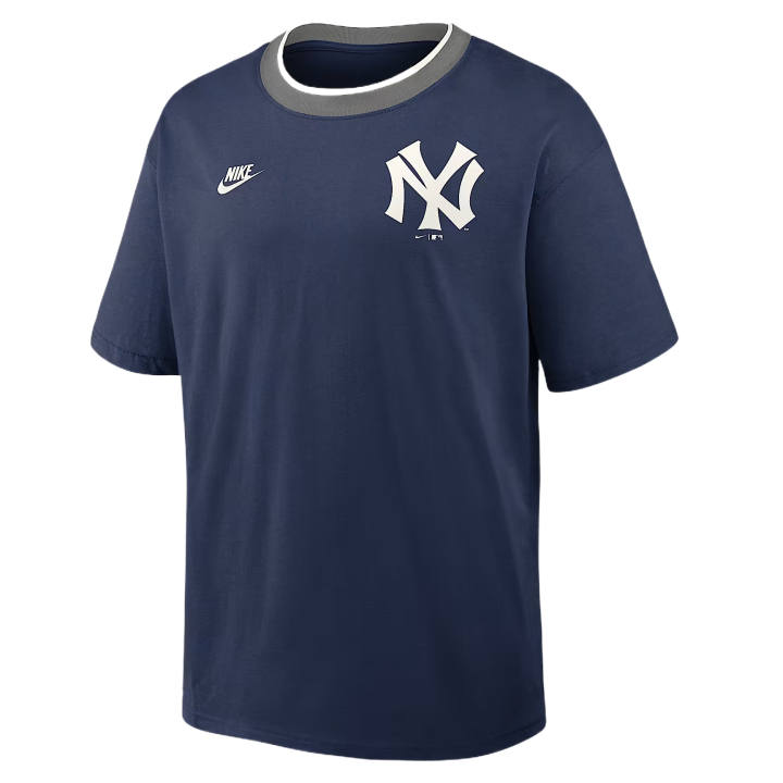 Nike Nike T Shirts Men's Midnight Blue/Gray Crew Neck Moderate