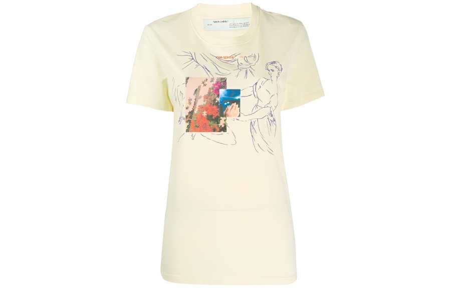 OFF-WHITE OFF WHITE SS22 T Shirts Women's Beige Yellow Crew Neck Moderate