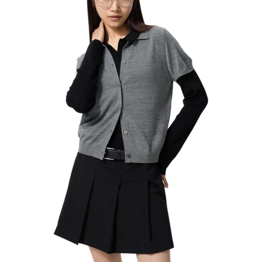 UNIQLO SS26 Sweaters Women's Sky Gray Polo Collar Moderate Other