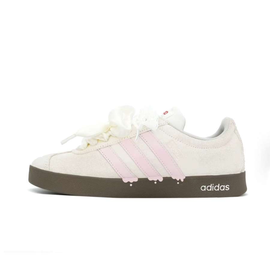 Adidas Adidas VL COURT 2.0 Skateboard Shoes Unisex Low Top Beige/Pink