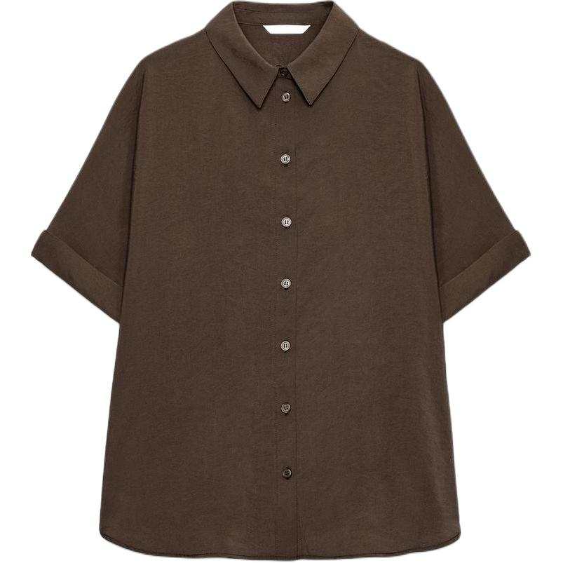 ZARA Shirts Women's Dark Brown Lapel
