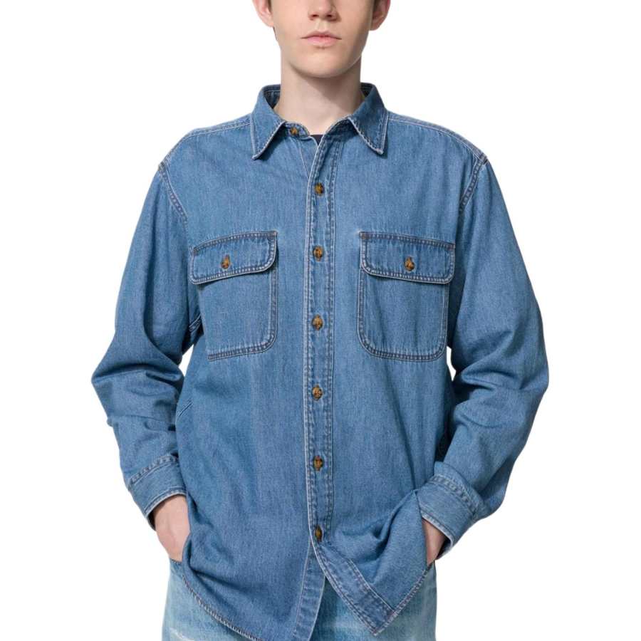 UNIQLO X JW Anderson Shirts Men's Royal Blue Lapel Moderate Other