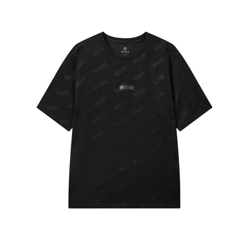 Li-Ning Li Ning T Shirts Men's Black Crew Neck Moderate Straight Fit