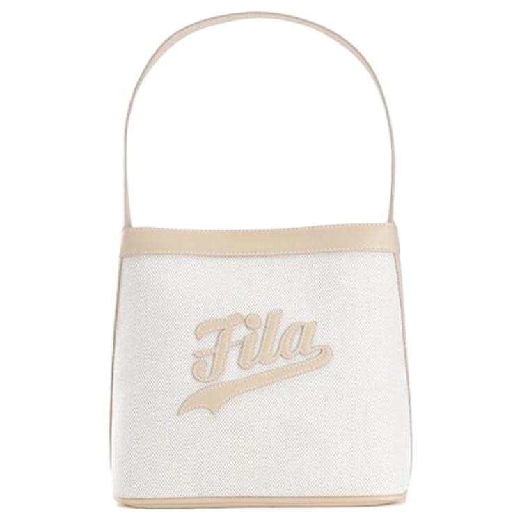 FILA FUSION PU, Leather, Fabric Crossbody Handbag, Shoulder Bag Unisex Ecru