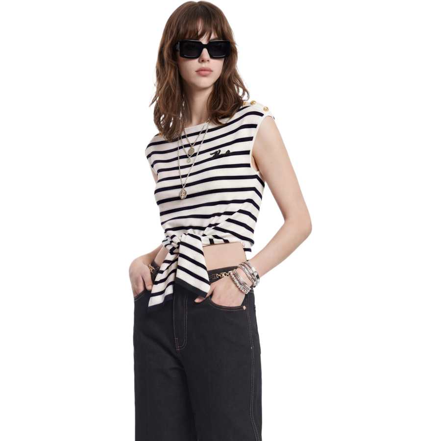 KARL LAGERFELD / Karl Lagerfeld Jeans Tank Tops Women's Ecru Crew Neck Moderate Other