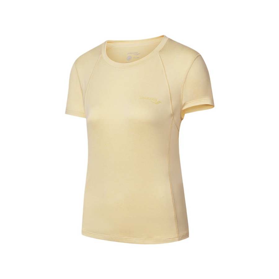 Saucony T Shirts Women's Sour Lemon Yellow Crew Neck Moderate