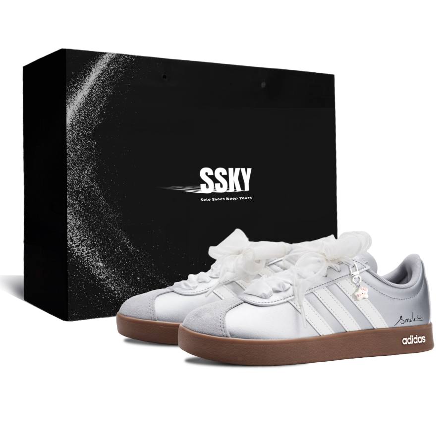 Adidas Adidas VL Court Base Skateboard Shoes Women's Low Top Silver/White