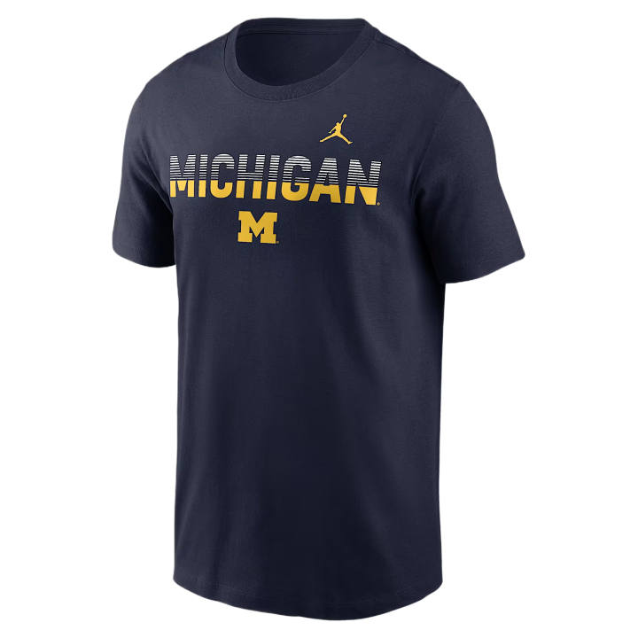 Nike Nike College T Shirts Men's Marine Blue Crew Neck Moderate