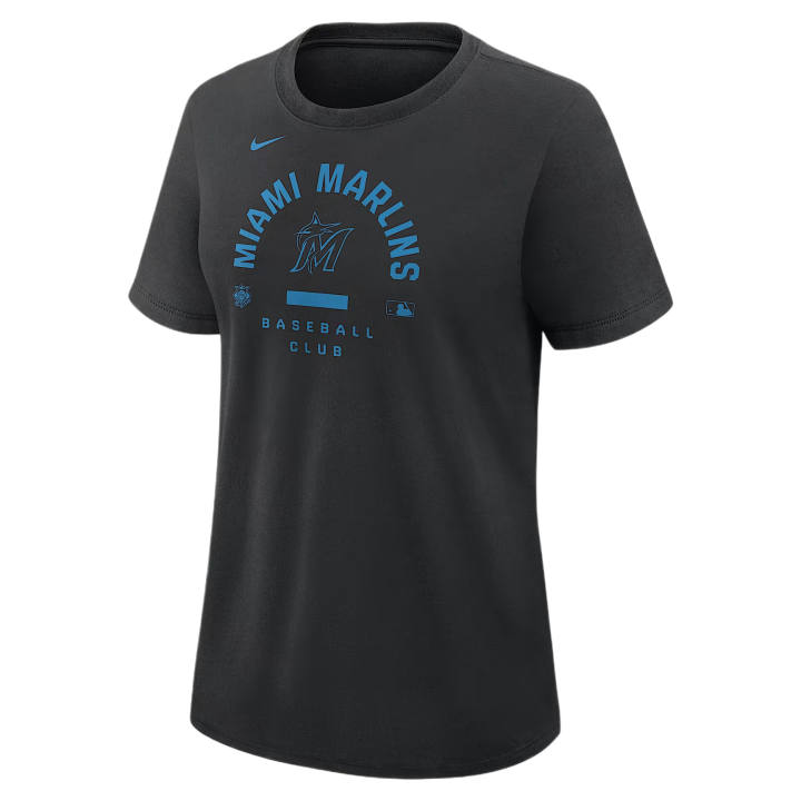 Nike Nike Miami Marlins T Shirts Women's Black Crew Neck Moderate