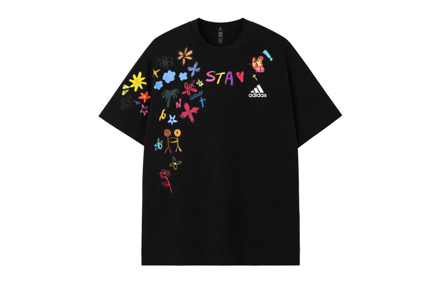 Adidas Adidas MUST HAVES T Shirts Unisex Graffiti Black Crew Neck Moderate Straight Fit
