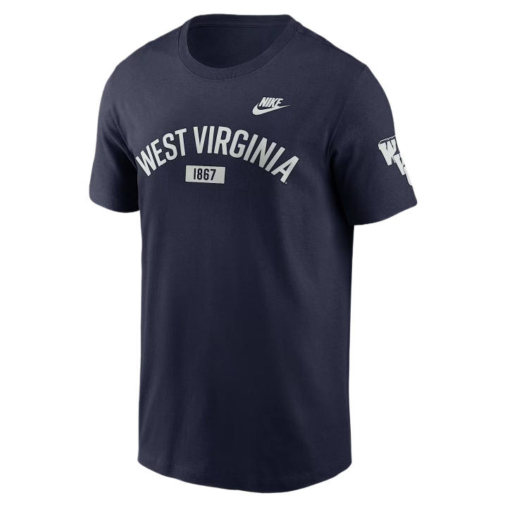 Nike Nike College T Shirts Men's Marine Blue Crew Neck Moderate