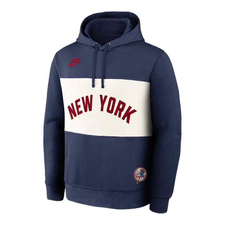 Nike Nike New York Yankees Sweatshirts Men's Marine Blue Hooded Non Detachable Moderate