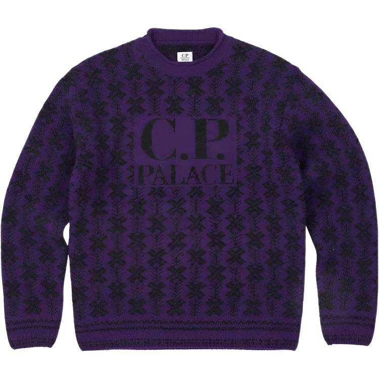 PALACE x C.P.Company Ambswool Knit Purple Sweater Unisex Purple Black
