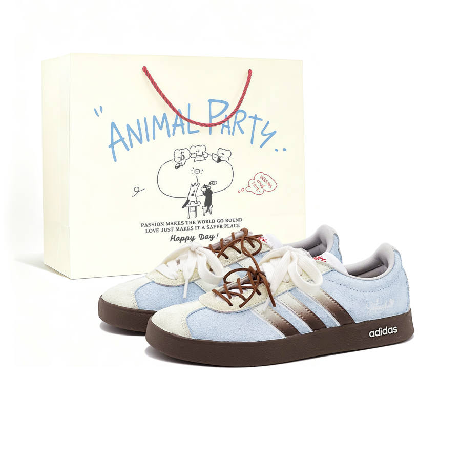 Adidas Adidas VL COURT 2.0 Skateboard Shoes Unisex Low Top Beige White Blue