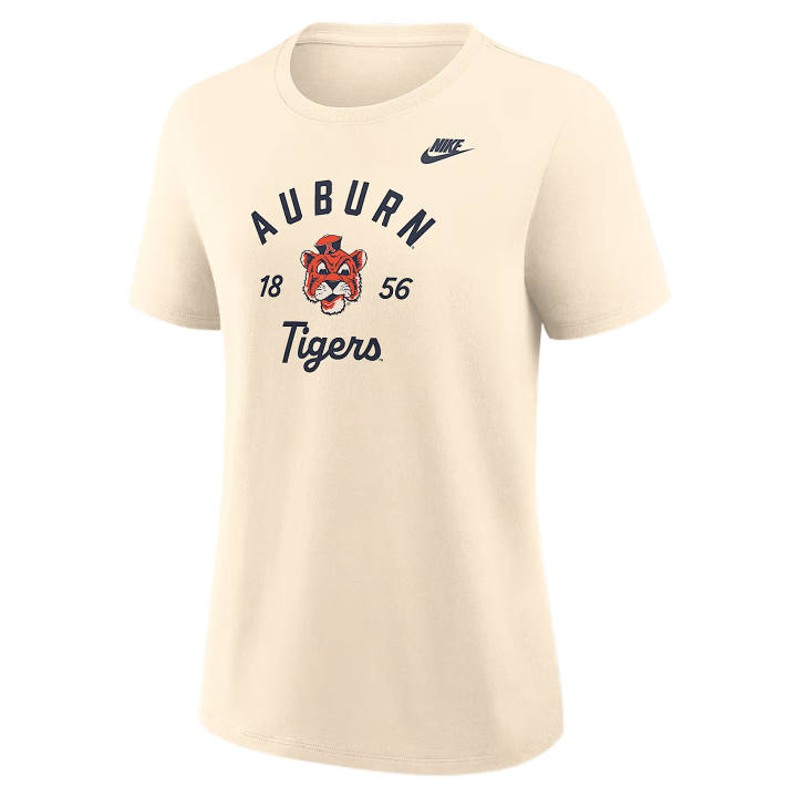 Nike Nike College T Shirts Women's Natural Crew Neck Moderate