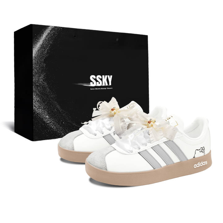 Adidas Adidas VL COURT 2.0 Skateboard Shoes Unisex Low Top White/Gray