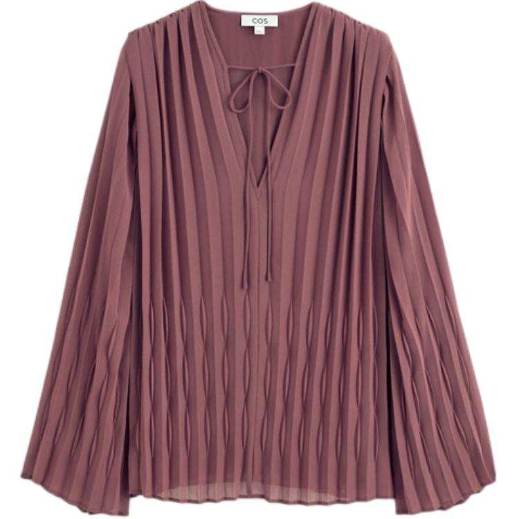 COS Shirts Women's Rusty Red V Neck Moderate Straight Fit