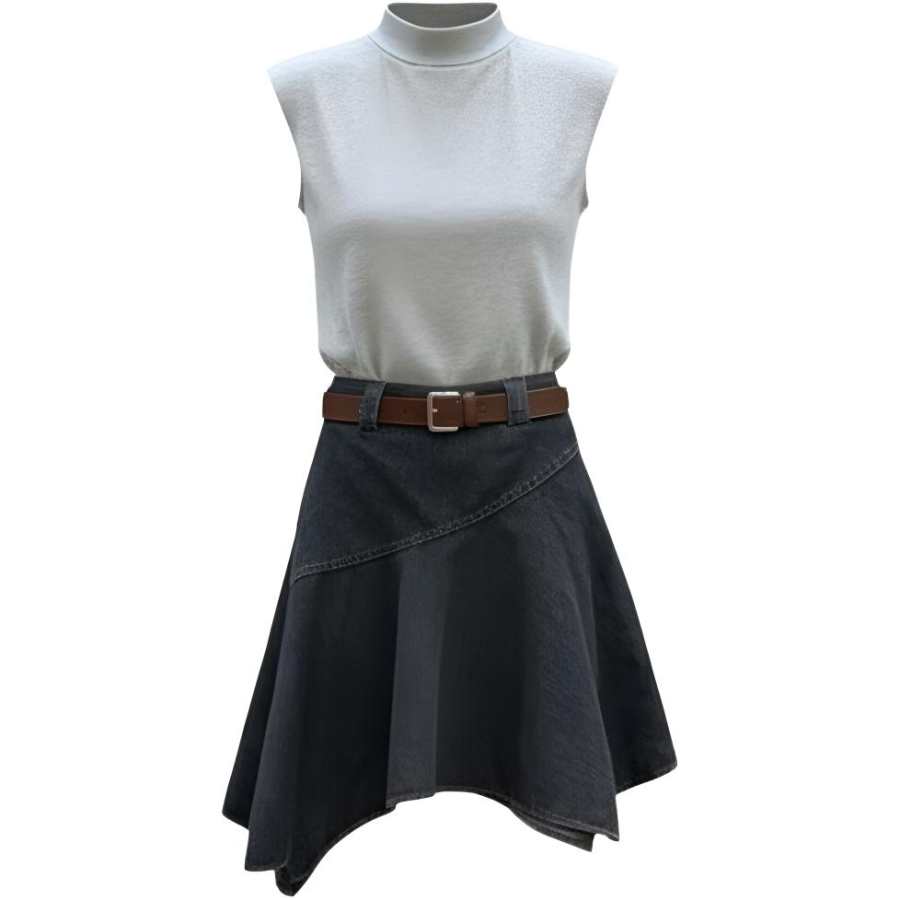 CHARM GLOW Two Piece Skirt Sets Women's Half Turtleneck Moderate Midi Dress