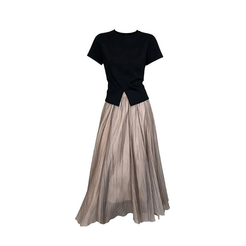 MARIE·COCO Two Piece Skirt Sets Women's Crew Neck Moderate Midi Skirt