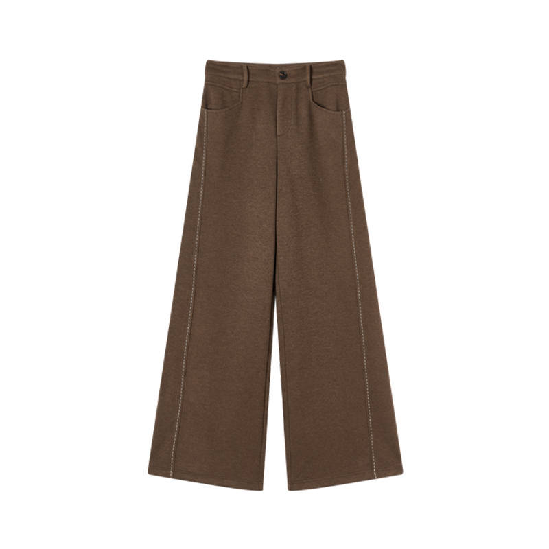 XIANGYING Casual Pants Women's Coffee Moderate Straight Fit Pants