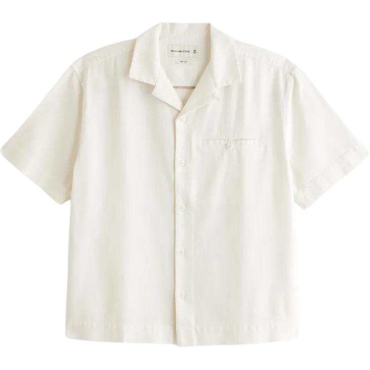 Abercrombie&Fitch Shirts Men's Cream Cuban Collar Moderate
