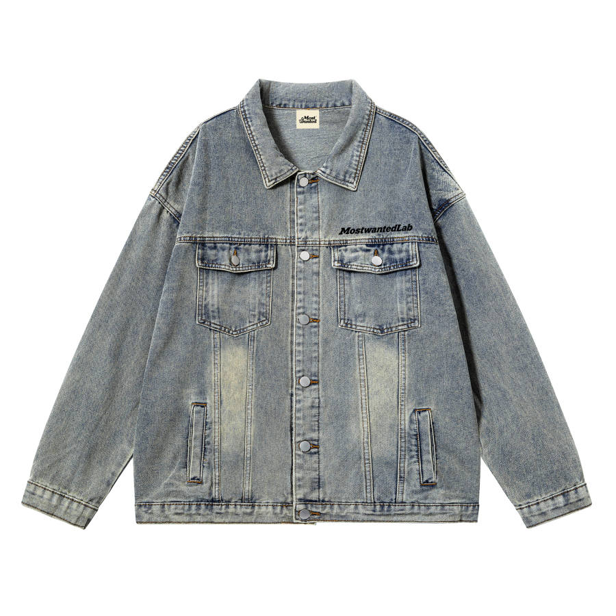 MostwantedLab Denim Jackets Unisex Lapel Moderate Straight Fit