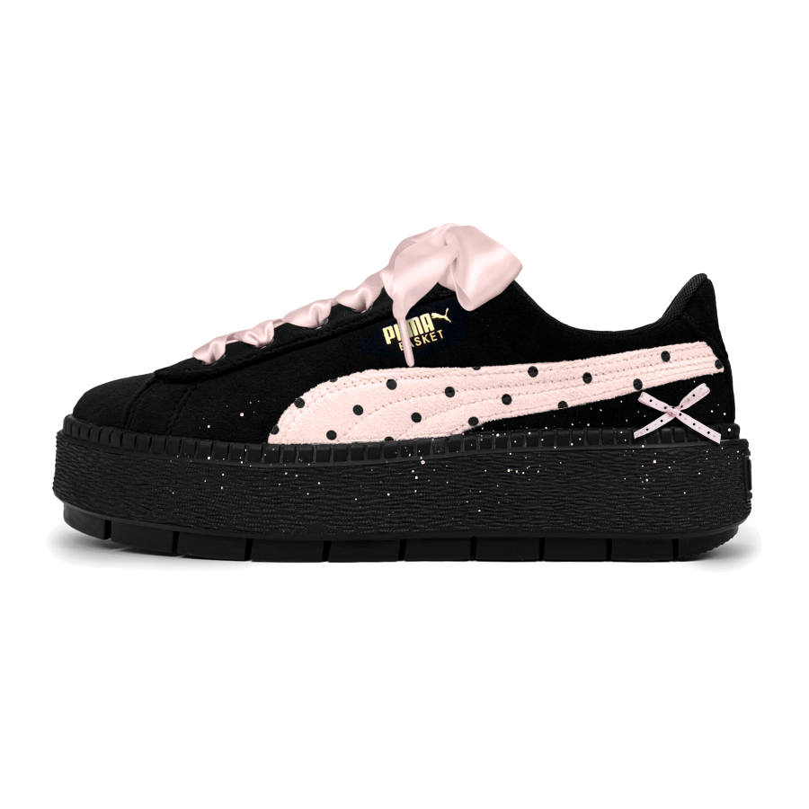 PUMA Platform Trace Skateboard Shoes Women's Low Top Black Pink