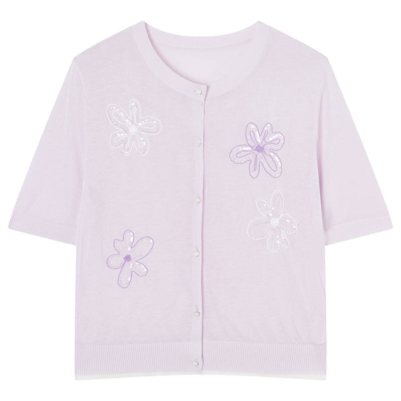 XIANGYING Knitwear Women's Purple Crew Neck Thin
