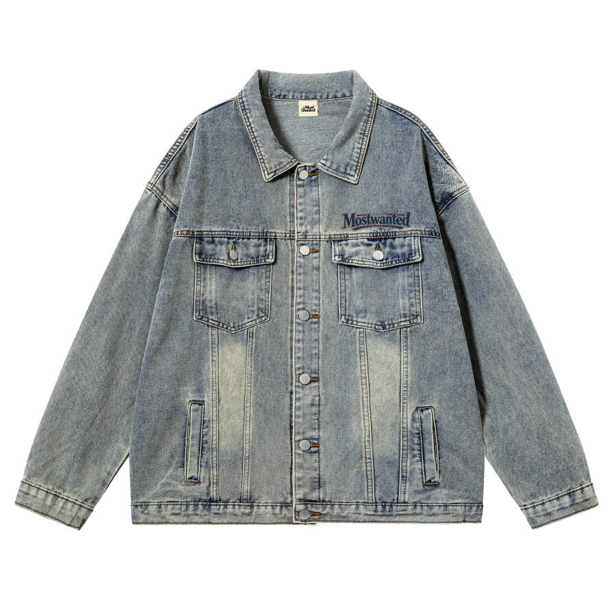 MostwantedLab Denim Jackets Unisex Lapel Moderate Straight Fit