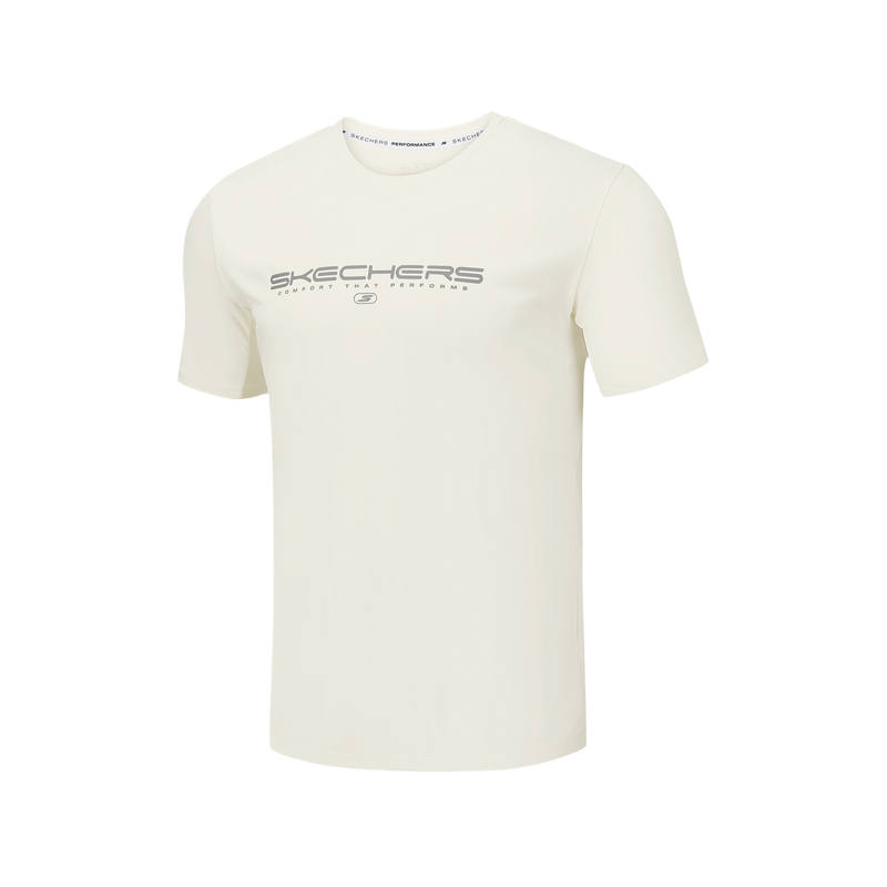 Skechers T Shirts Men's Marshmallow White 0074 Crew Neck Moderate