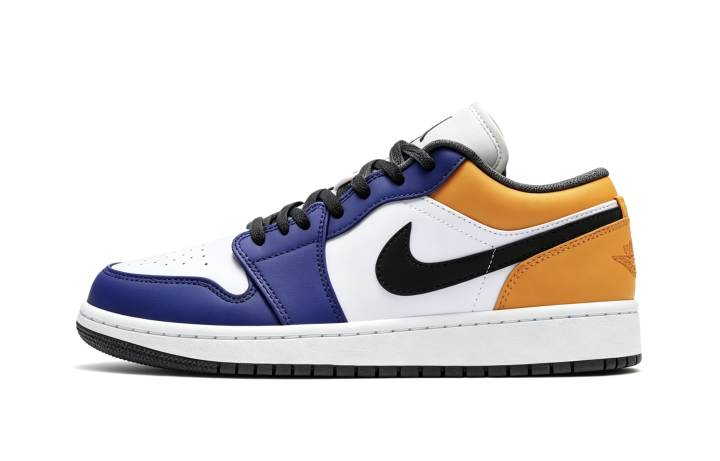 Jordan Jordan Air Jordan 1 Slip Resistant Cushioning Low top Skateboard Shoes Unisex Blue Yellow White