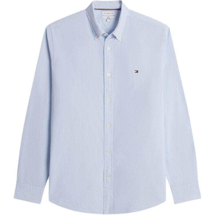 Tommy Hilfiger Shirts Men's Blue White Plaid Pattern 0GY Lapel Moderate Straight Fit