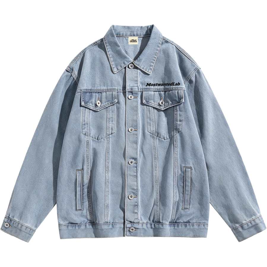 MostwantedLab Denim Jackets Unisex Lapel Moderate Straight Fit