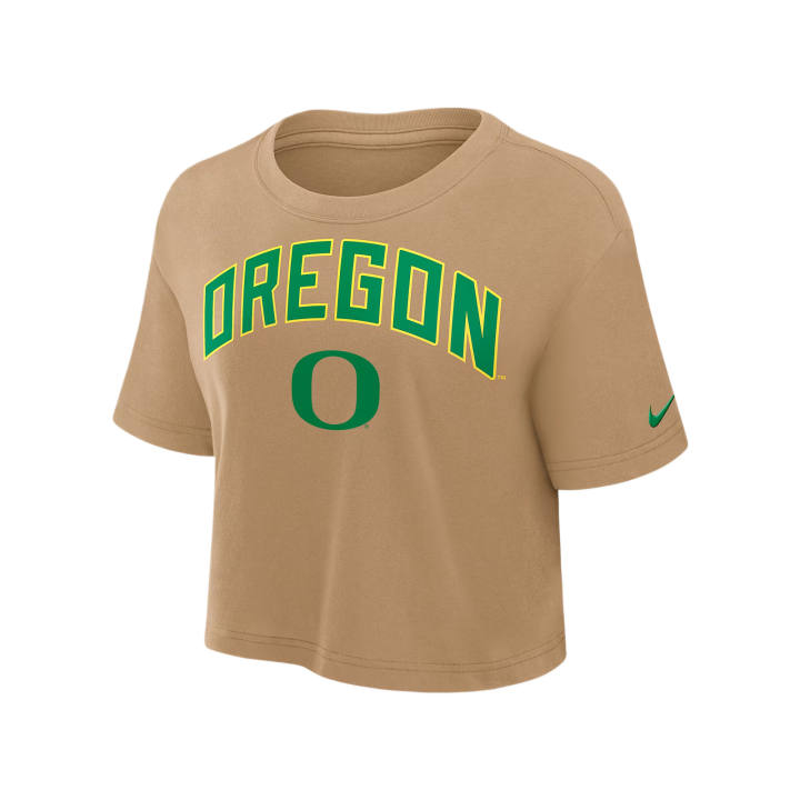 Nike Nike Dri Fit College T Shirts Women's Parachute Beige Crew Neck Moderate