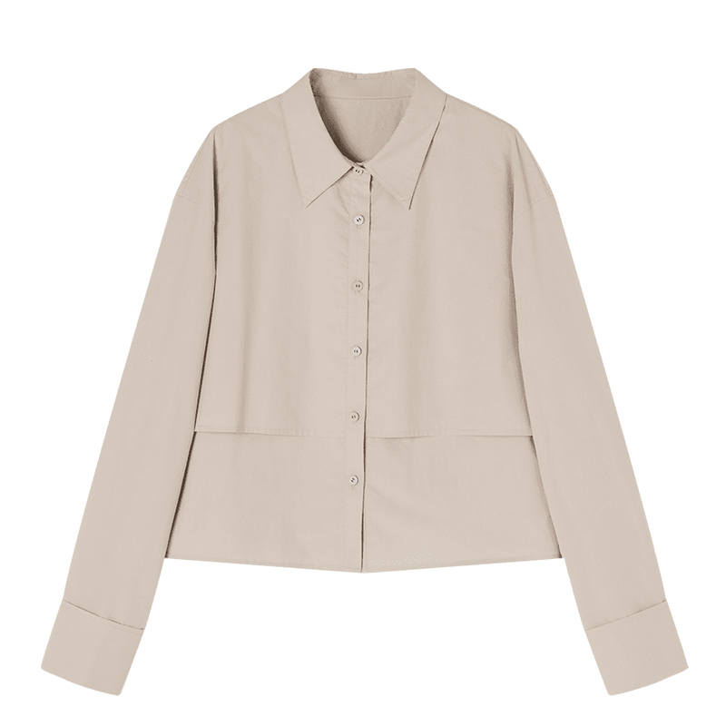 XIANGYING Shirts Women's Light Khaki Lapel