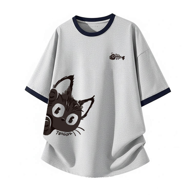 Tonlion T Shirts Unisex Crew Neck Thin Straight Fit