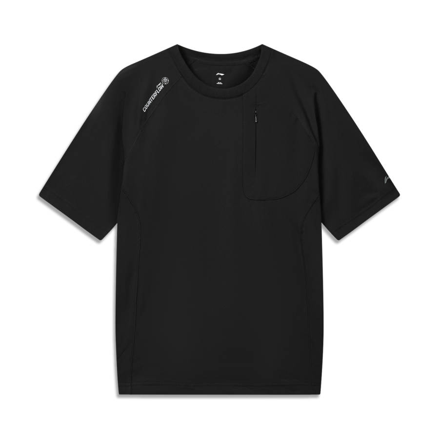 Li-Ning Li Ning Outdoor CF Tracing T Shirts Unisex Black Crew Neck Moderate