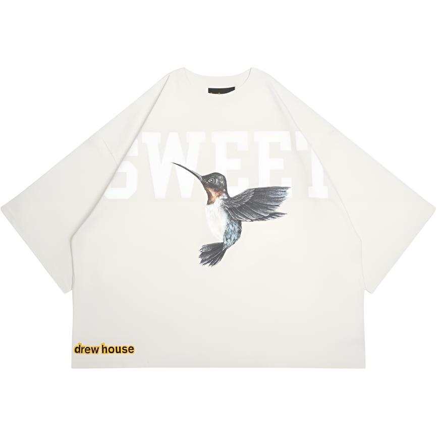 Drew House Hummingbirds Logo SS22 T Shirt Unisex Magnolia