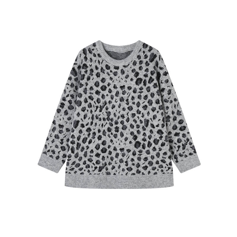 XIANGYING Knitwear Women's Light Gray Crew Neck Moderate